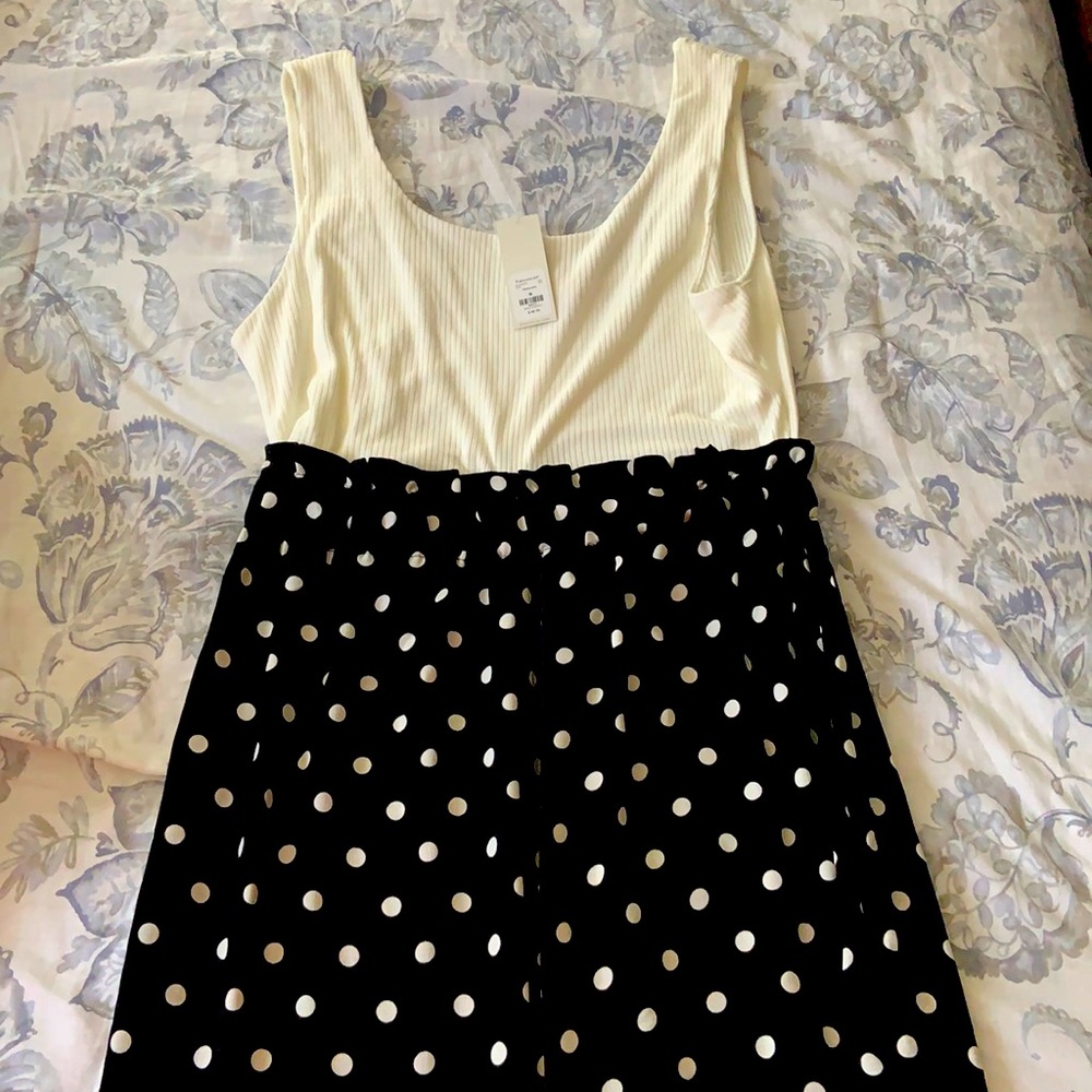 Francesca’s Polka Dot Ruffle Waist Pant Suit